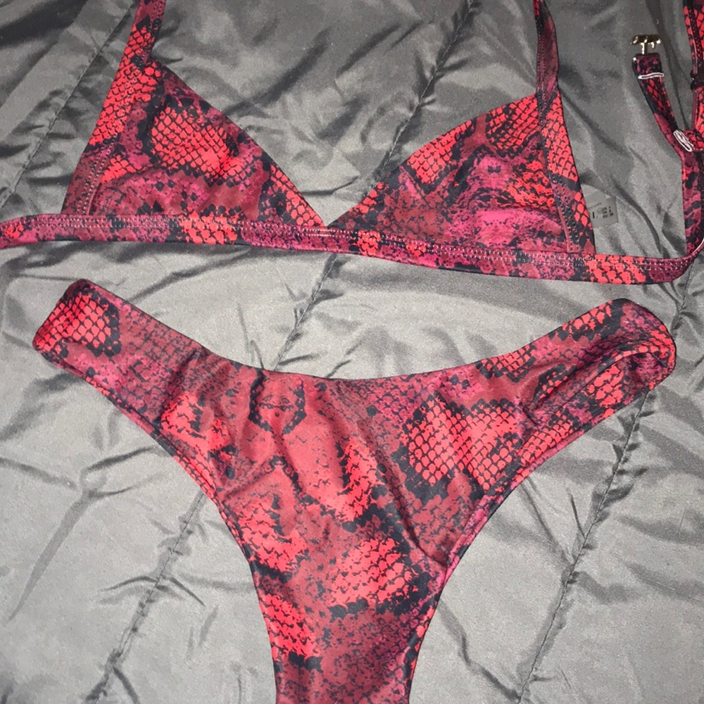 red snake print zaful bikini
